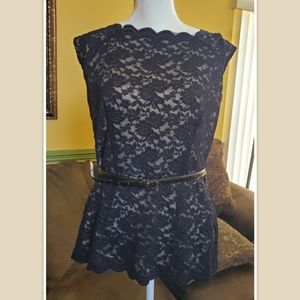 Dressbarn laced poplin blouse